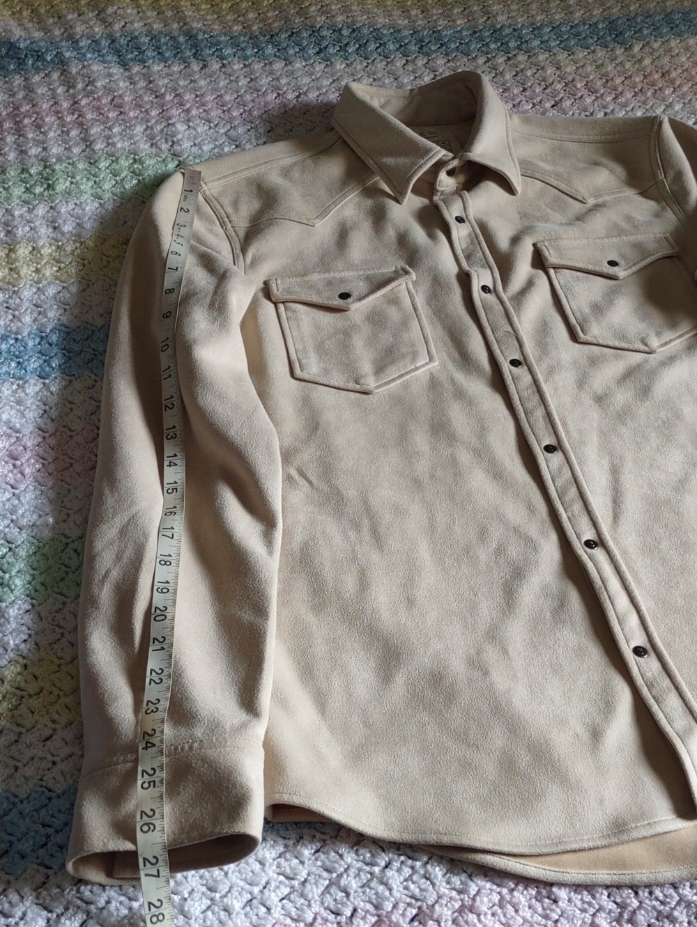 Rye 51 Size Large Faux Suede Cream Western Shirt - Picture 5 of 14